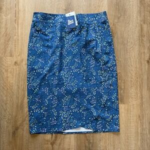 RipSkirt Hawaii Wrap Skirt Women's L Blue Floral Leaves And Blossom Length 3 NWT